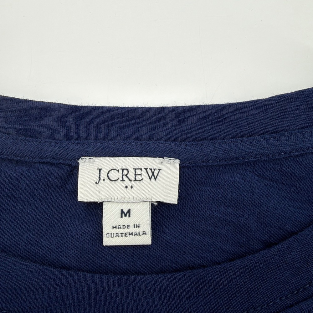 J.Crew Womens Medium Navy Blue Long Sleeve Slub Cotton Relaxed Crew Neck Tee - Picture 3 of 5